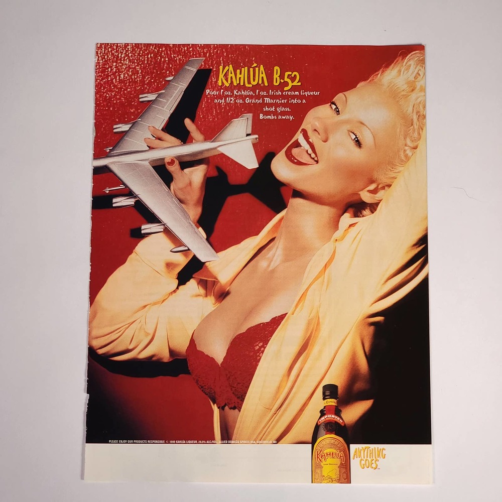 Vintage Y2K Kahlua B-52 Recipe Print Ad 2000 Pin Up Bar Decor Advertising Promo